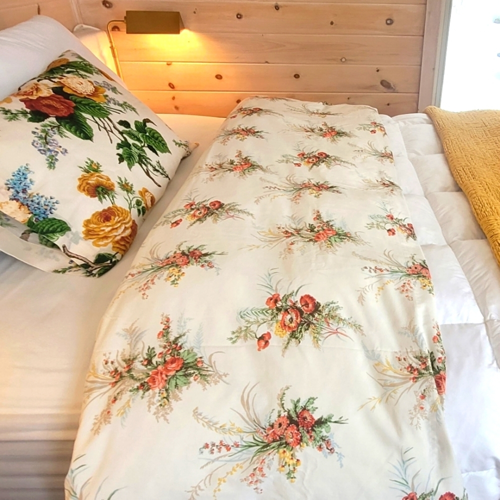 VINTAGE Single/Twin Sz Top Sheet  By Sears Roebuck & Co. W/1 Case - Picture 10 of 16